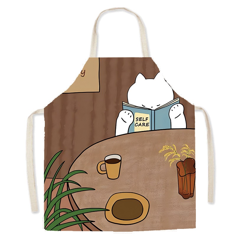 귀여운 흰색 고양이 프린트 앞치마 아늑한 커피 티타임  - Home Cooking Cafe 리뷰 및 가격