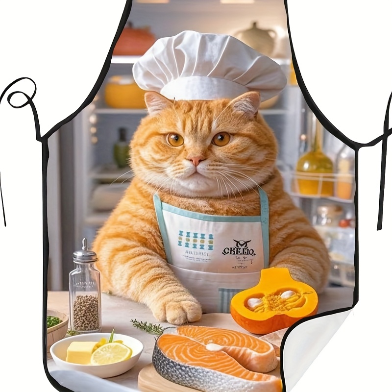 1pc 재미있는 오렌지색 고양이 요리사 앞치마, 장난스 - Home Cooking Cafe 리뷰 및 가격